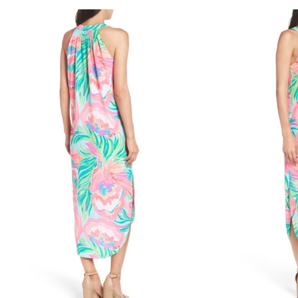 Lilly Pulitzer Bailey Silk Midi Dress Serene Blue - Picture 2 of 4